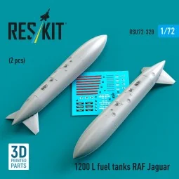 1200 L fuel tanks RAF Jaguar (2 pcs) (3D Printed), 1/72 - ResKit Mo...