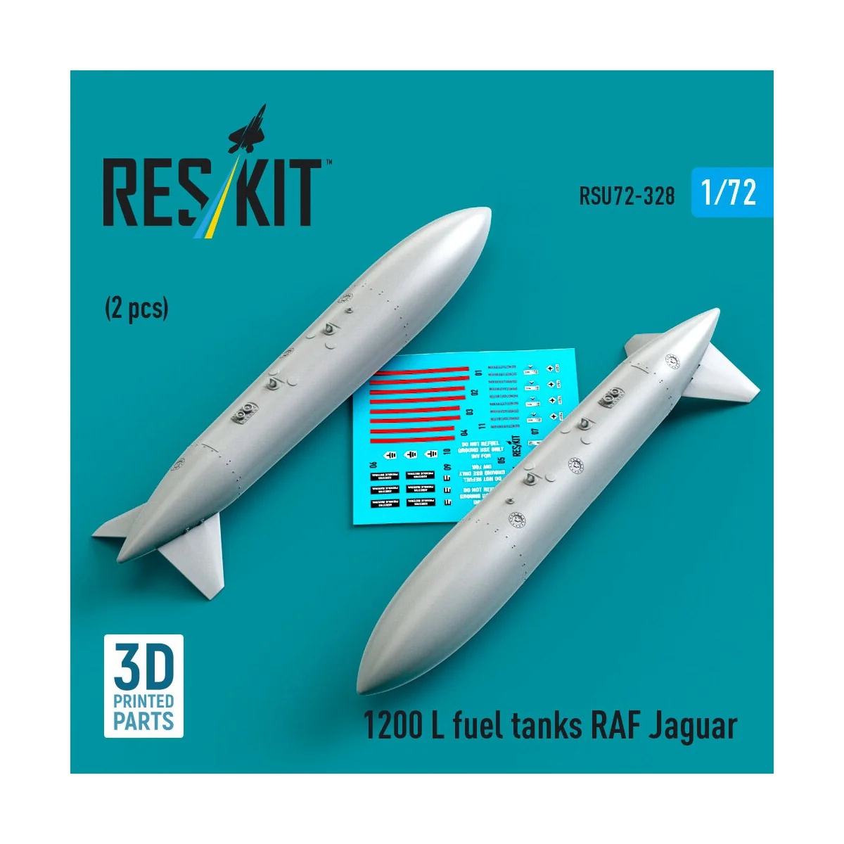 1200 L fuel tanks RAF Jaguar (2 pcs) (3D Printed), 1/72 - ResKit Mo...