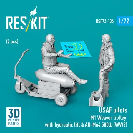 USAF pilots (2pcs) & M1 Weaver Hydraulic bomb lift & AN-M64 500lb (...