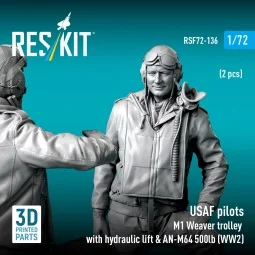 USAF pilots (2pcs) & M1 Weaver Hydraulic bomb lift & AN-M64 500lb (... 2