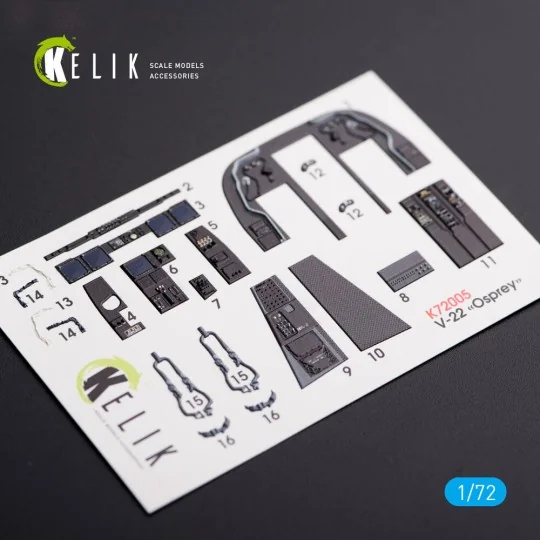 V-22 Osprey interior 3D decals for Hasegawa kit, 1/72 - Kelik K72005