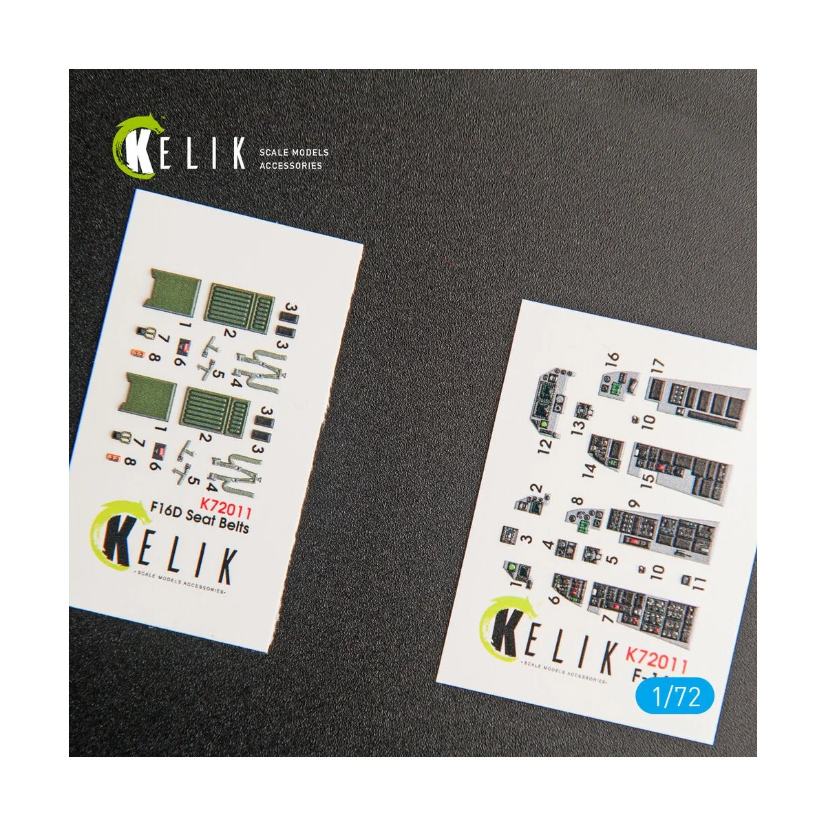 F-16D Fighting Falcon interior 3D decals for Kinetic kit, 1/72 - Ke...