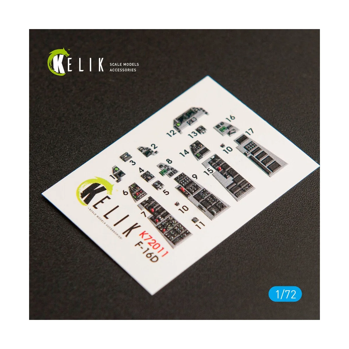F-16D Fighting Falcon interior 3D decals for Kinetic kit, 1/72 - Ke...