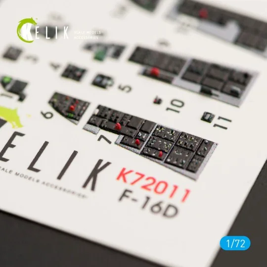F-16D Fighting Falcon interior 3D decals for Kinetic kit, 1/72 - Ke...