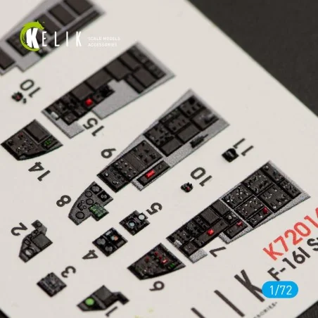 F-16I Sufa interior 3D decals for Kinetic kit, 1/72 - Kelik K72016