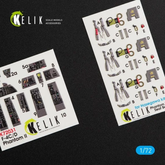 F-4(C, D) Phantom II interior 3D decals for Hasegawa kit, 1/72 - Ke...