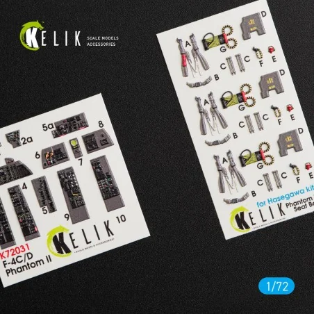 F-4(C, D) Phantom II interior 3D decals for Hasegawa kit, 1/72 - Ke...