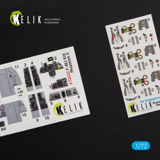 F-4EJ Kai Phantom II interior 3D decals for Hasegawa kit, 1/72 - Ke...