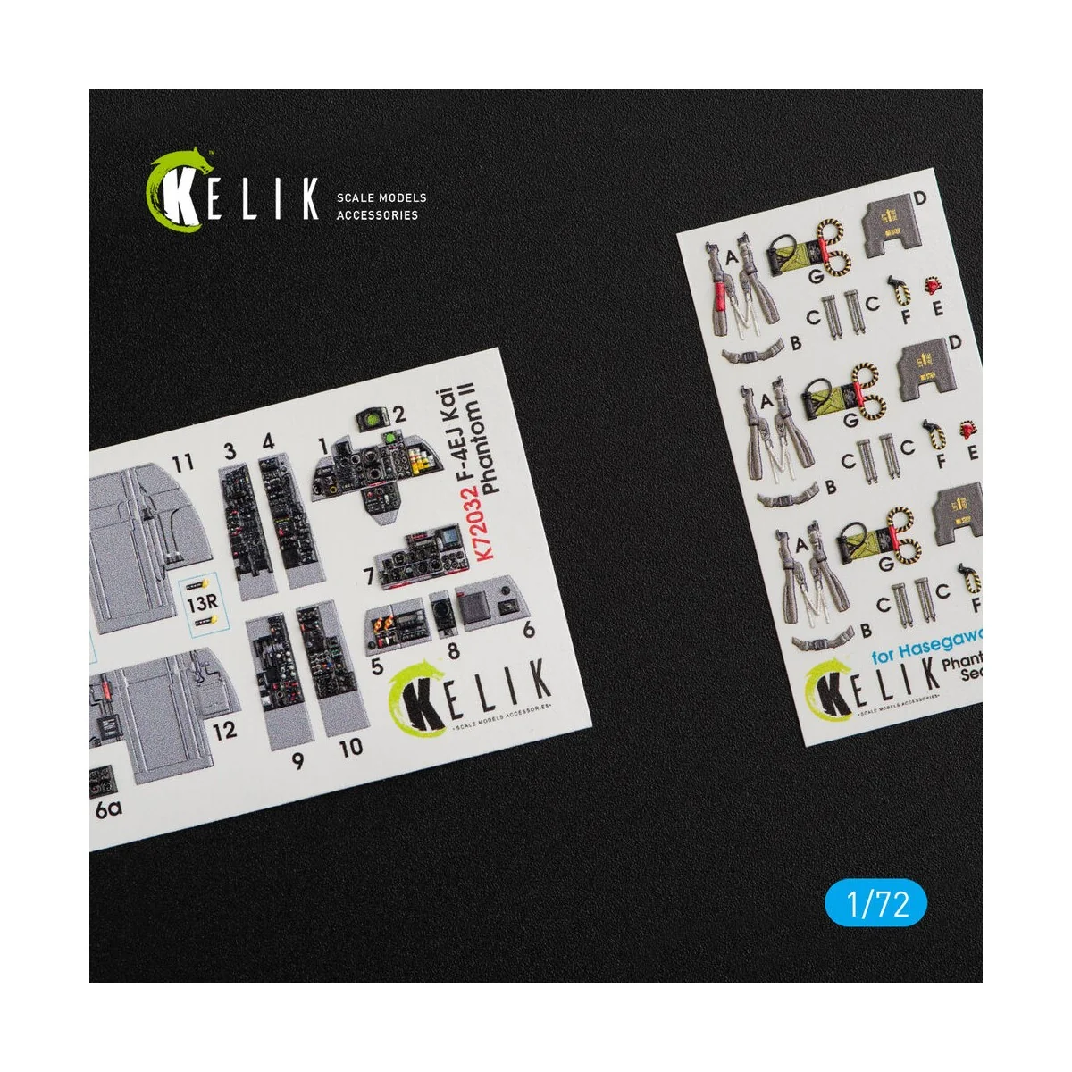 F-4EJ Kai Phantom II interior 3D decals for Hasegawa kit, 1/72 - Ke...