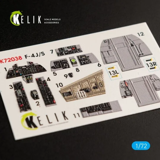 F-4J/S Phantom II interior 3D decals for Hasegawa kit, 1/72 - Kelik...