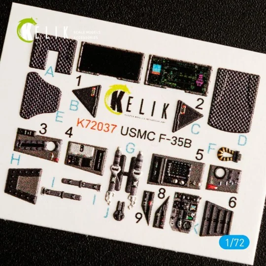 F-35B interior 3D decals for Academy kit, 1/72 - Kelik K72037