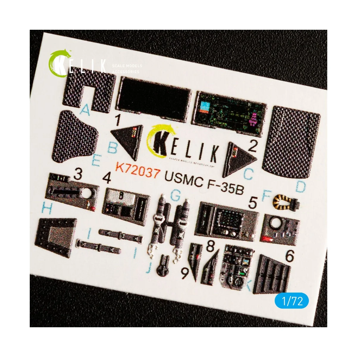 F-35B interior 3D decals for Academy kit, 1/72 - Kelik K72037
