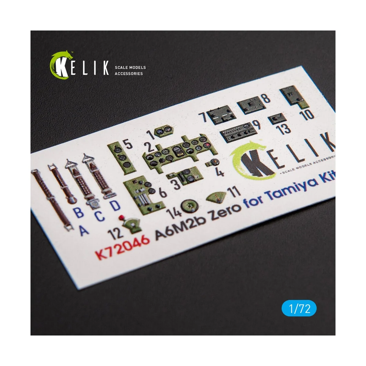 A6M2B Zero - interior 3D decals for Tamiya kit, 1/72 - Kelik K72046