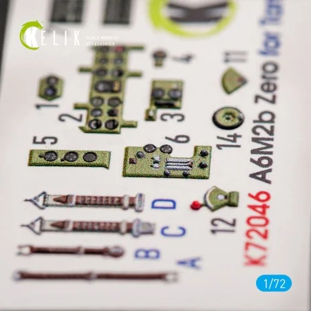 A6M2B Zero - interior 3D decals for Tamiya kit, 1/72 - Kelik K72046