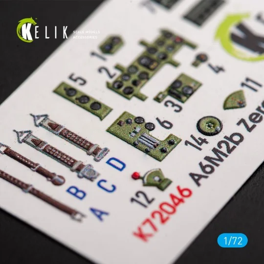 A6M2B Zero - interior 3D decals for Tamiya kit, 1/72 - Kelik K72046