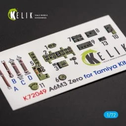 A6M3 Zero - interior 3D decals for Tamiya kit, 1/72 - Kelik K72049