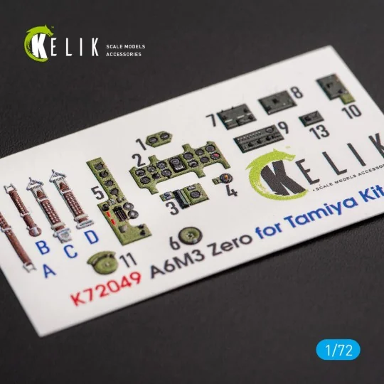 A6M3 Zero - interior 3D decals for Tamiya kit, 1/72 - Kelik K72049