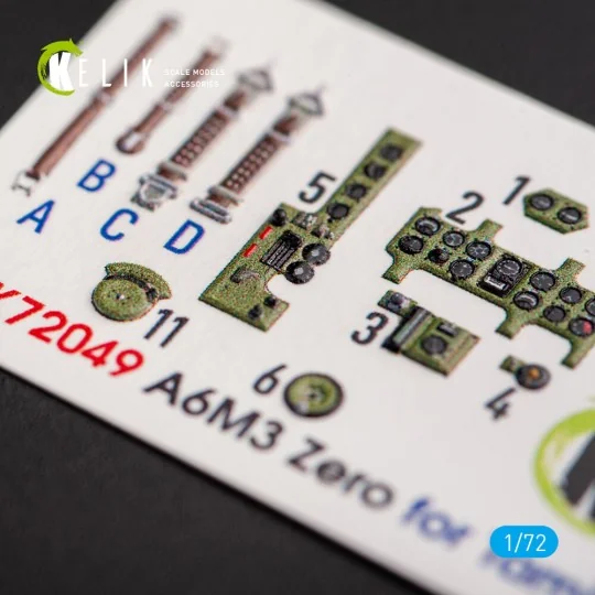 A6M3 Zero - interior 3D decals for Tamiya kit, 1/72 - Kelik K72049
