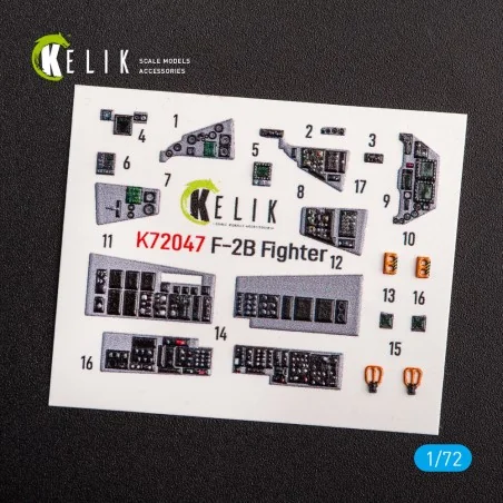 JASDF F-2B Fighter interior 3D decals for FineMolds kit, 1/72 - Kel...