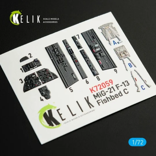 MiG-21 F-13 interior 3D decals for Revell kit, 1/72 - Kelik K72059