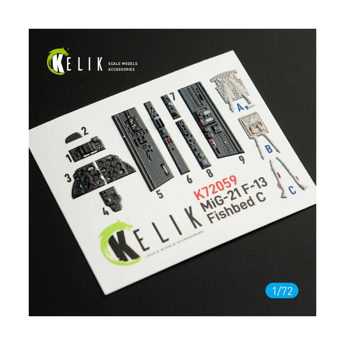 MiG-21 F-13 interior 3D decals for Revell kit, 1/72 - Kelik K72059