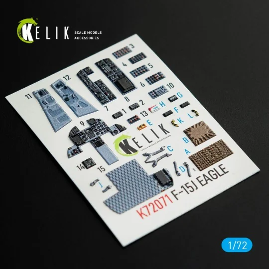 F-15J Eagle interior 3D decals for PLATZ kit, 1/72 - Kelik K72071