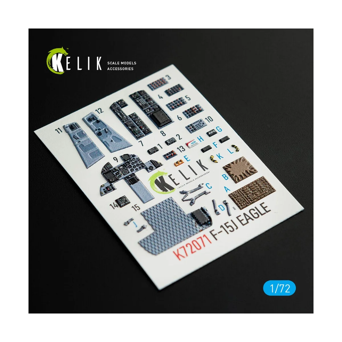 F-15J Eagle interior 3D decals for PLATZ kit, 1/72 - Kelik K72071