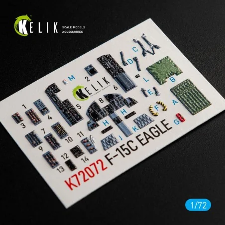 F-15C Strike Eagle interior 3D decals for Hasegawa kit, 1/72 - Keli...