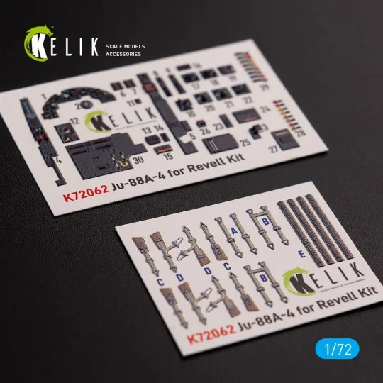 Junkers JU 88 A-4 interior 3D decals for Revell kit, 1/72 - Kelik K...