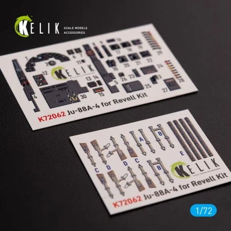 Junkers JU 88 A-4 interior 3D decals for Revell kit, 1/72 - Kelik K...