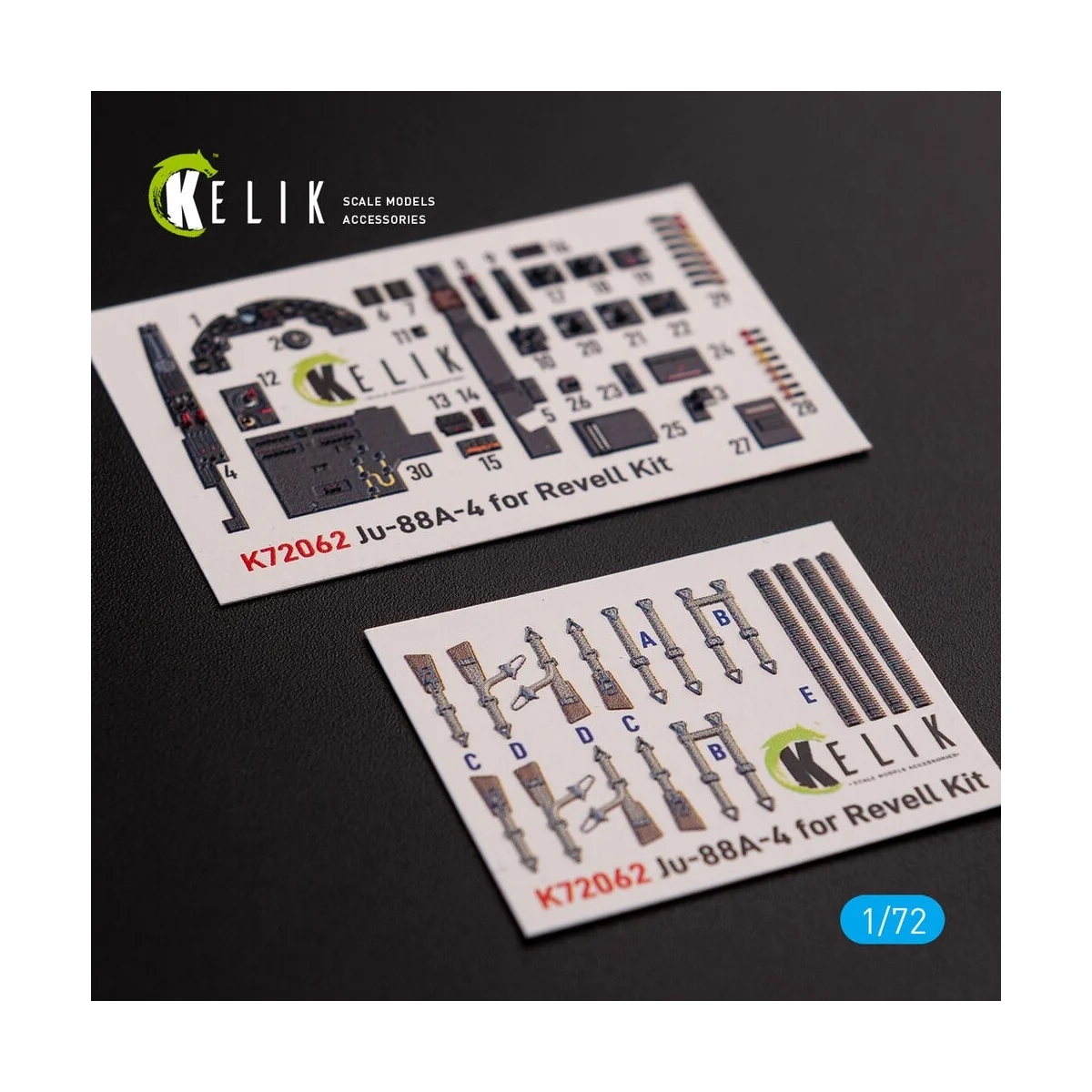 Junkers JU 88 A-4 interior 3D decals for Revell kit, 1/72 - Kelik K...