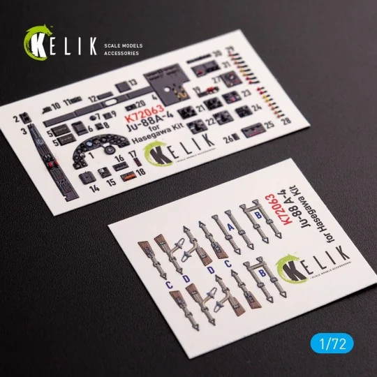 Junkers JU 88 A-4 interior 3D decals for Hasegawa kit, 1/72 - Kelik...