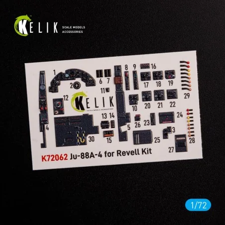 Junkers JU 88 A-4 interior 3D decals for Revell kit, 1/72 - Kelik K...