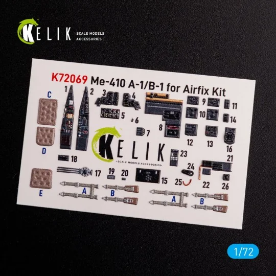 Messerschmitt Me410A-1 interior 3D decals for Airfix kit, 1/72 - Ke...