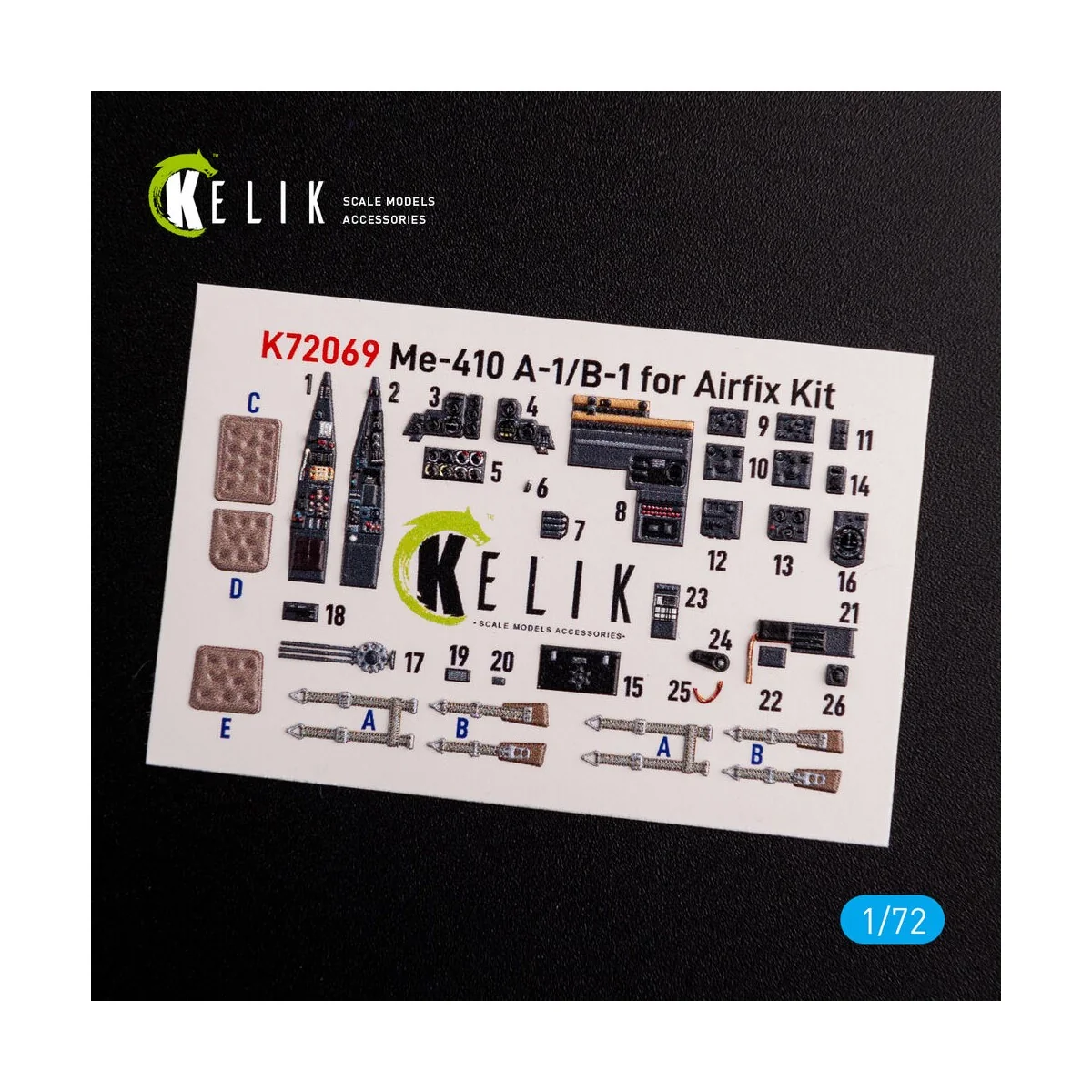 Messerschmitt Me410A-1 interior 3D decals for Airfix kit, 1/72 - Ke...