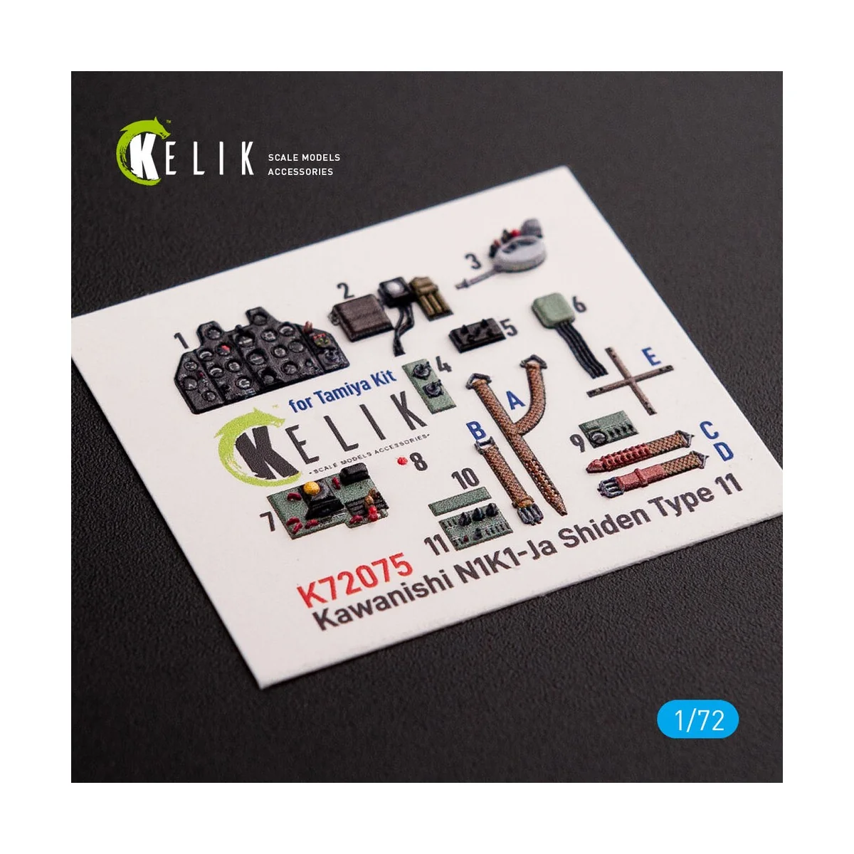 N1K1-Ja Shiden Type 11 interior 3D decals for Tamiya kit, 1/72 - Ke...