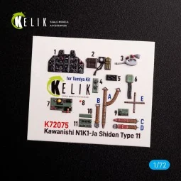 N1K1-Ja Shiden Type 11 interior 3D decals for Tamiya kit, 1/72 - Ke... 2