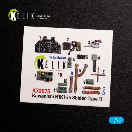 N1K1-Ja Shiden Type 11 interior 3D decals for Tamiya kit, 1/72 - Ke...