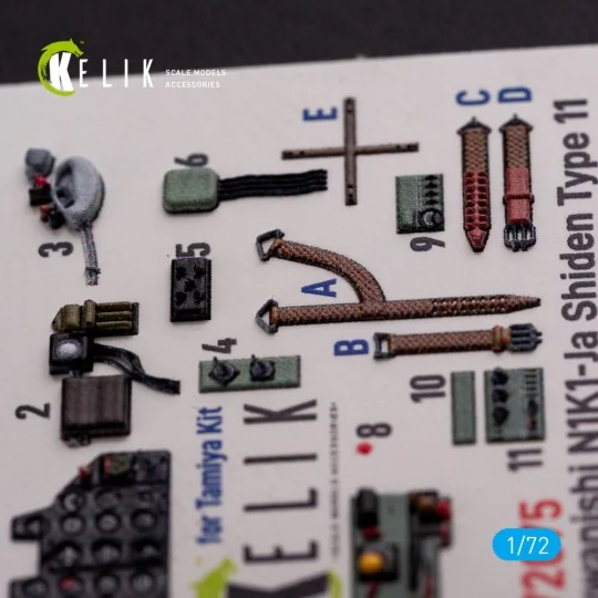N1K1-Ja Shiden Type 11 interior 3D decals for Tamiya kit, 1/72 - Ke...