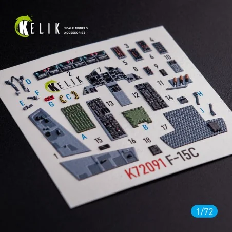 F-15C - interior 3D decals for FineMolds kit, 1/72 - Kelik K72091