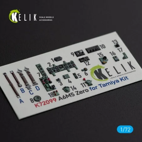 A6M5 Zero - interior 3D decals for Tamiya kit, 1/72 - Kelik K72099