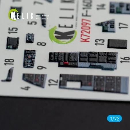 F-16D interior 3D decals for Revell kit, 1/72 - Kelik K72097