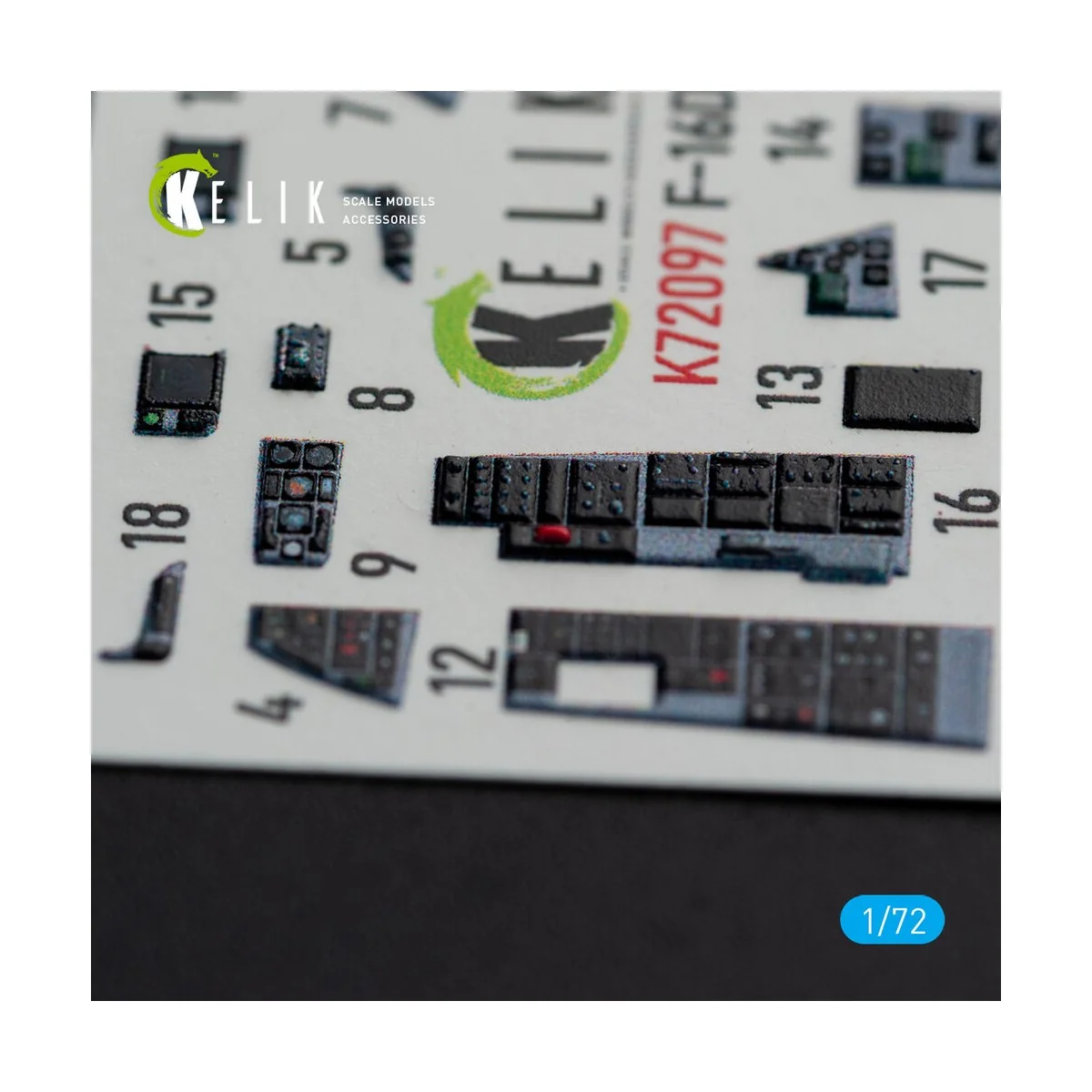 F-16D interior 3D decals for Revell kit, 1/72 - Kelik K72097