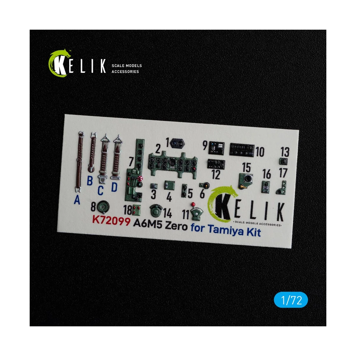 A6M5 Zero - interior 3D decals for Tamiya kit, 1/72 - Kelik K72099