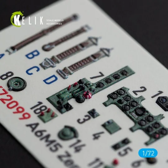 A6M5 Zero - interior 3D decals for Tamiya kit, 1/72 - Kelik K72099