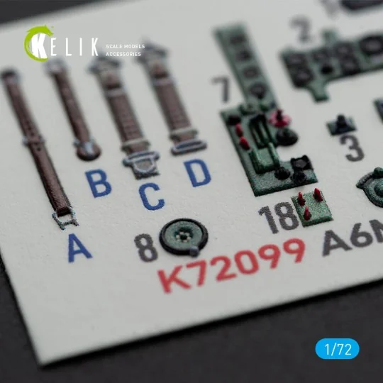 A6M5 Zero - interior 3D decals for Tamiya kit, 1/72 - Kelik K72099