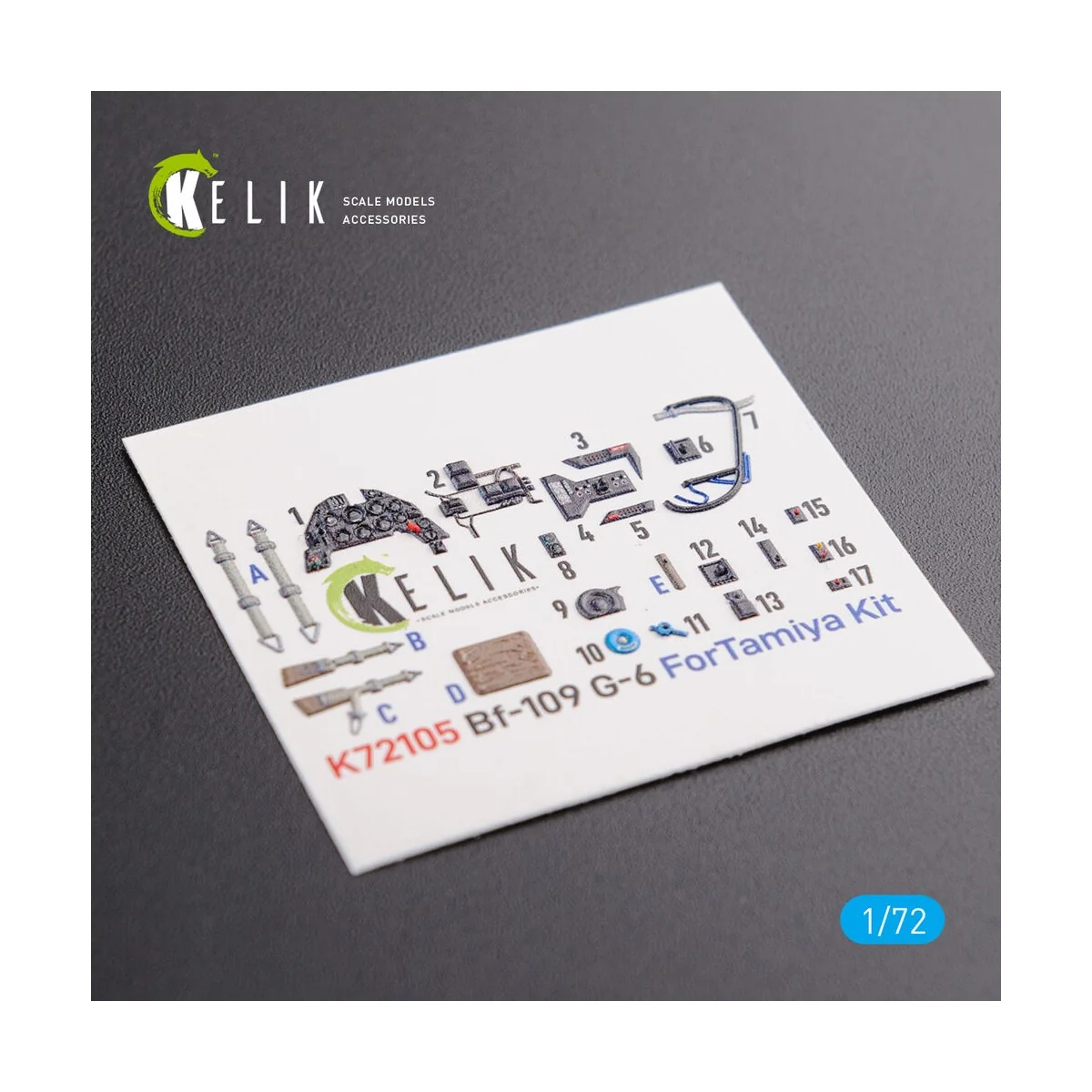 BF109 G-6 interior 3D decals for Tamiya kit, 1/72 - Kelik K72105