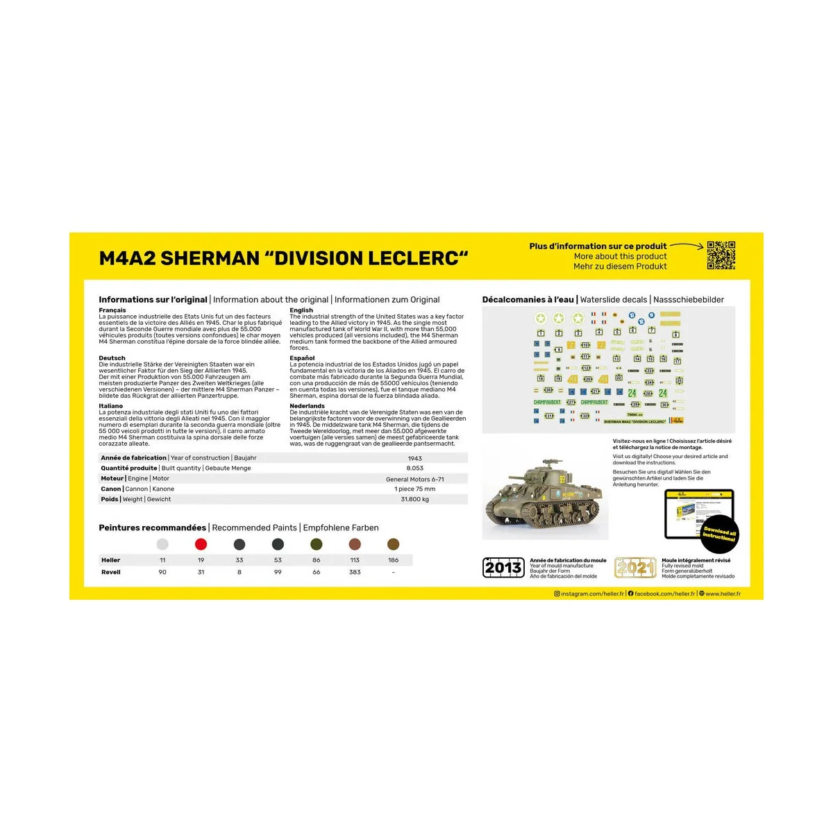 M4A2 Sherman "Division Leclerc", 1/72 - Heller 79894