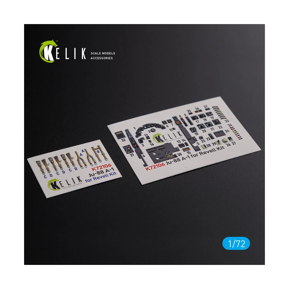 Ju-88 A-1 interior 3D decals for Revell kit, 1/72 - Kelik K72106