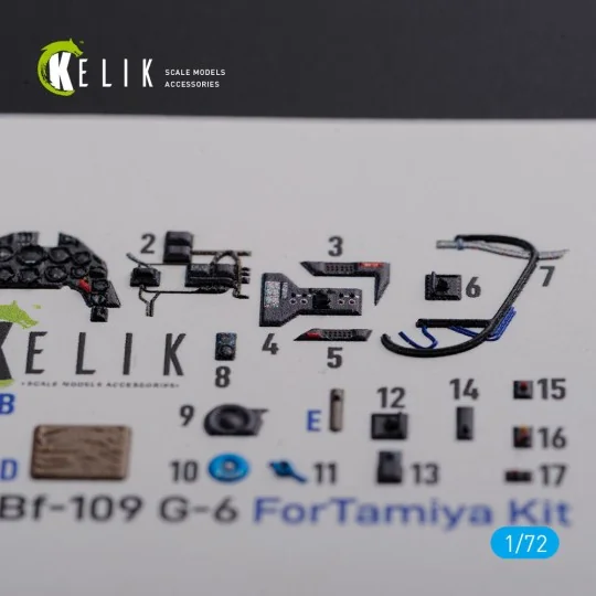 BF109 G-6 interior 3D decals for Tamiya kit, 1/72 - Kelik K72105